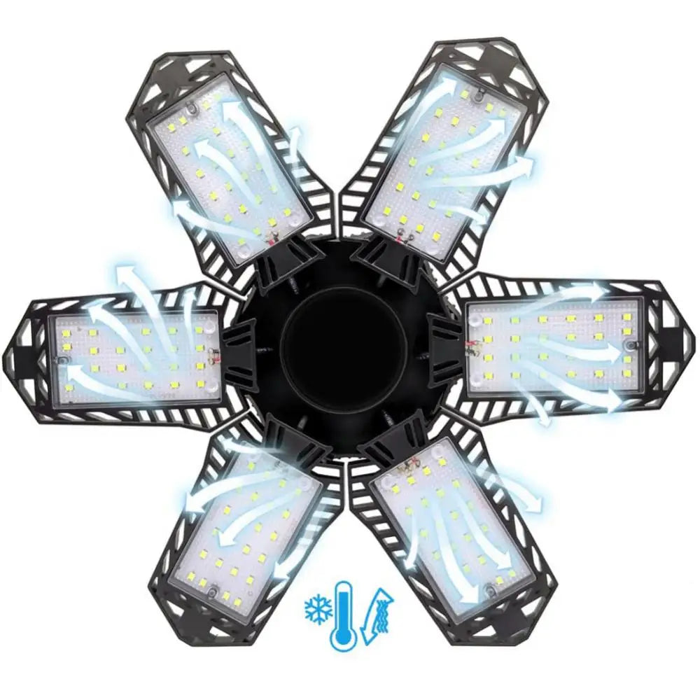 Mini LED Garage Light E27/E26 6000LM Lighting Lamp Deformable Garage Ceiling Light Adjustable 6 Panels Lamp For Garage Workshop