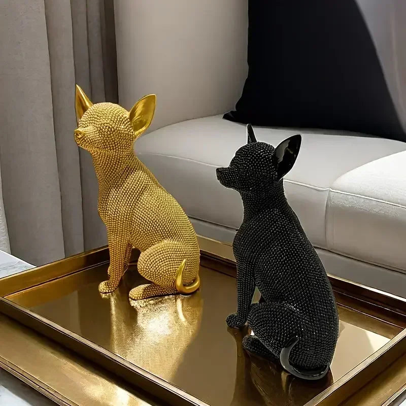 Chihuahua statue handmade resin crafts, home、office、shelf decor,table centerpiece,collectible pets,stylish gift for pet lovers.